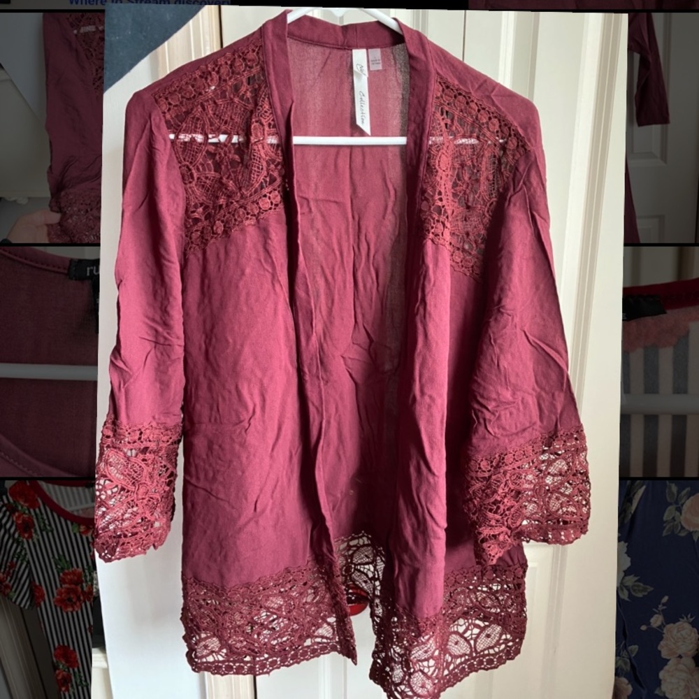 Maroon Lace Kimono